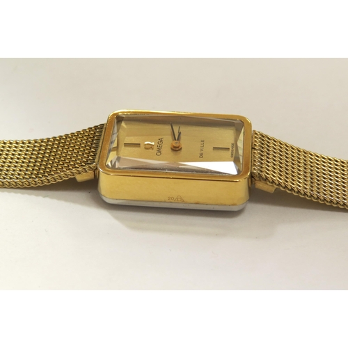 8177 - An Omega De Ville ladies gold plated wristwatch with bevelled edge glass, boxed  (E)  £40-60  AI