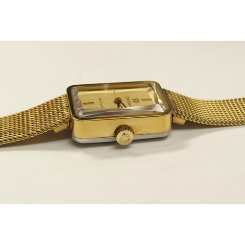 8177 - An Omega De Ville ladies gold plated wristwatch with bevelled edge glass, boxed  (E)  £40-60  AI