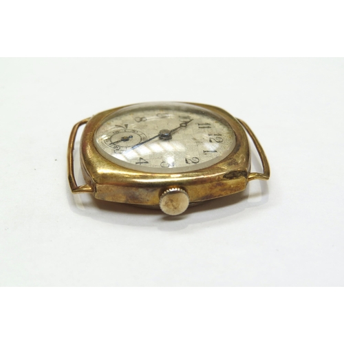 8114 - An early-mid 20th century 9ct gold cased gentleman's wristwatch, with checkered dial and blued hands... 