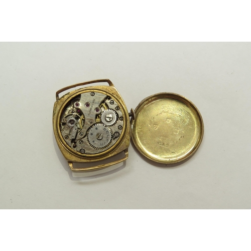 8114 - An early-mid 20th century 9ct gold cased gentleman's wristwatch, with checkered dial and blued hands... 