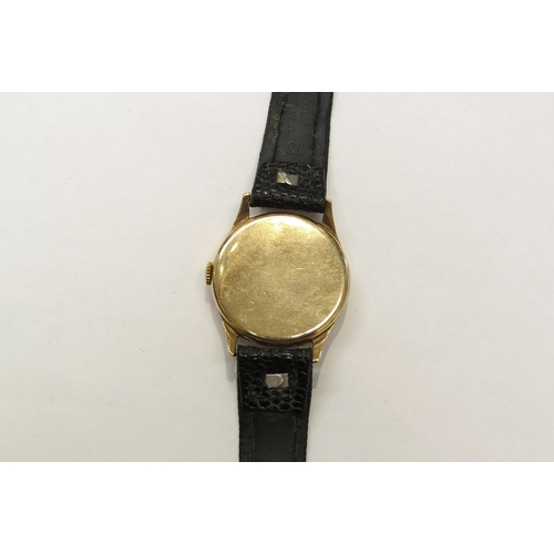 8181 - A mid 20th Century 9ct gold cased Omega gentleman's wristwatch with subsidiary seconds dial, on leat... 