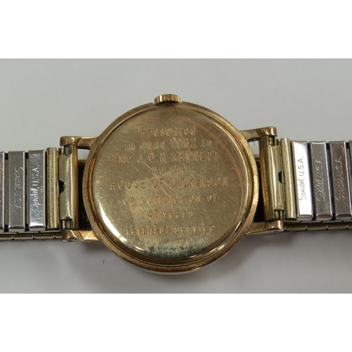 8169 - WITHDRAWN - A 'Verity Magnificent' 9ct gold cased manual wind wristwatch with gold Arabic dial, cent... 