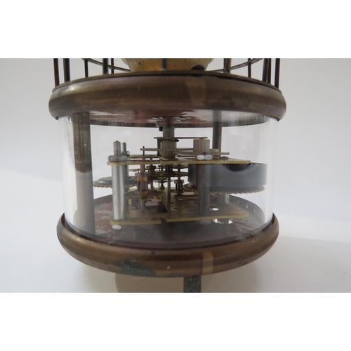 8094 - An automation bird cage clock encasing two birds above a spherical Arabic 12 hour dial, visible move... 