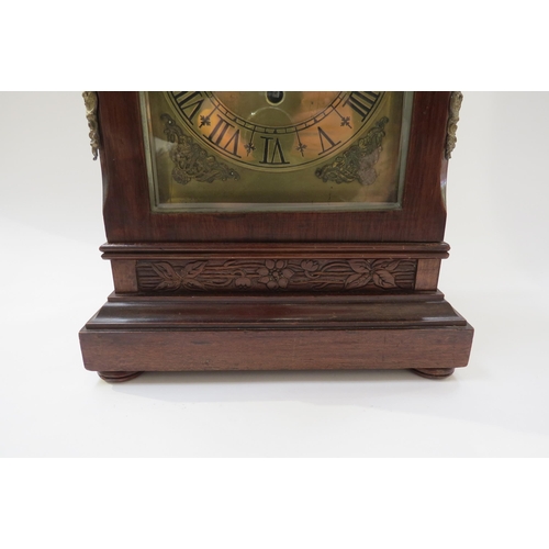 8037 - An early-mid 20th Century mahogany bracket clock with single fusee timepiece movement, the brass pla... 