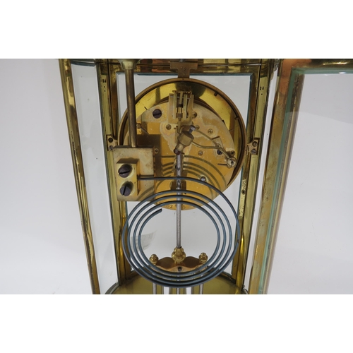 8035 - A late 19th Century French brass cased Champleve enamel two train mantel clock with Arabic numerals,... 