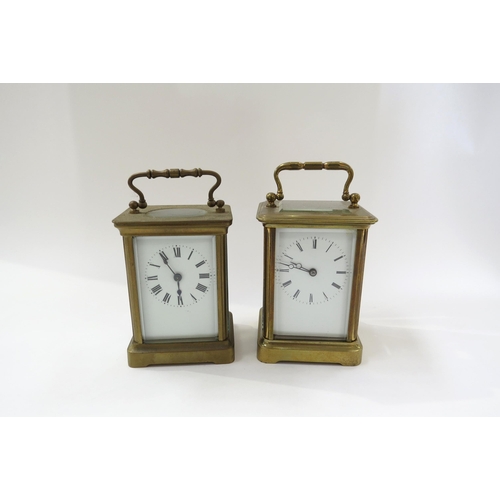 8091 - Two brass carriage clocks including French with bevelled glass