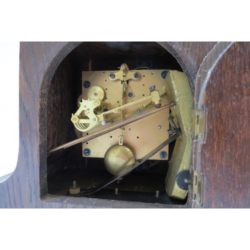 8044 - Gustav Becker Germany early 20th Century  Westminster chime mantel clock with silent chime, oak case... 