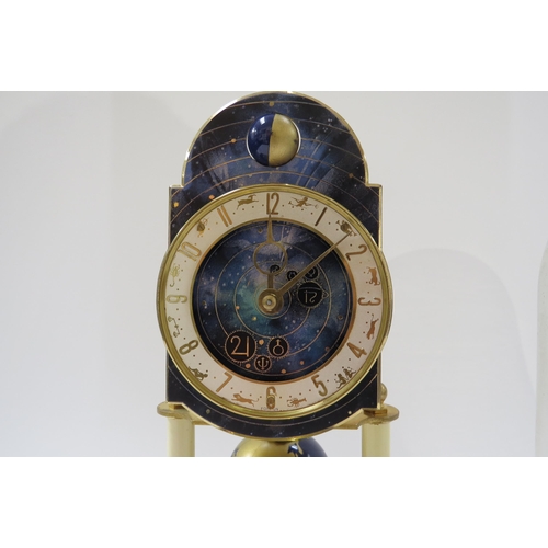 8043 - The J Kaiser Universe clock, kalset movement globe moon phase, 40 day, under glass dome