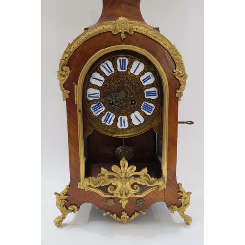 8066 - A late 19th Century French walnut and ormolu mounted striking mantel clock with ROman enamel cartouc... 