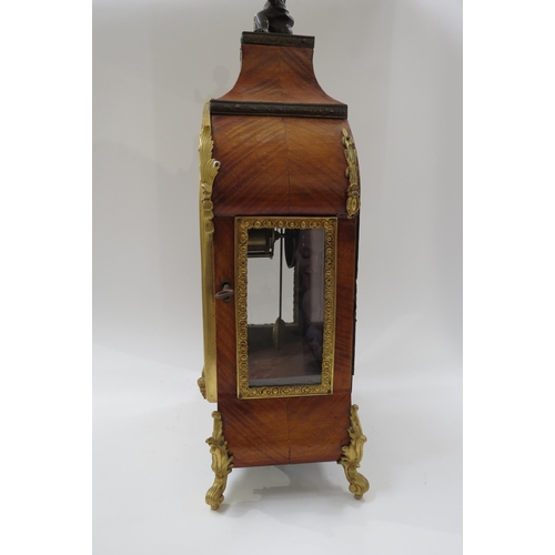 8066 - A late 19th Century French walnut and ormolu mounted striking mantel clock with ROman enamel cartouc... 