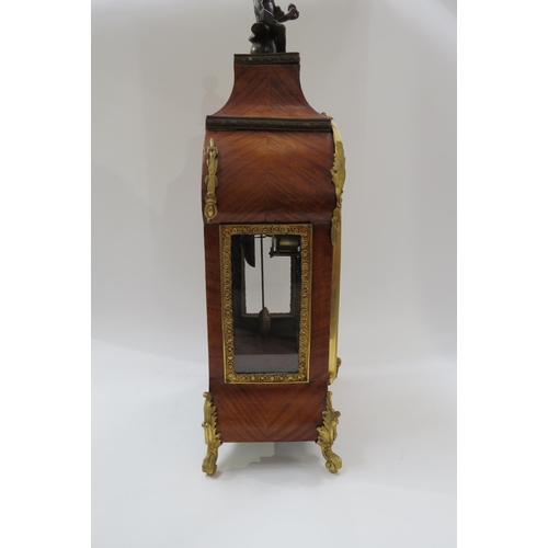 8066 - A late 19th Century French walnut and ormolu mounted striking mantel clock with ROman enamel cartouc... 