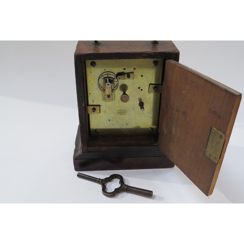 8042 - A 19th Century French Wagtail Brevete movement small mantel clock in burr walnut case with carry han... 