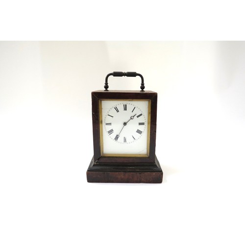 8042 - A 19th Century French Wagtail Brevete movement small mantel clock in burr walnut case with carry han... 