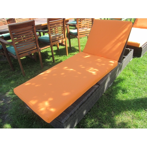 3618 - A wicker effect garden lounger with cushion