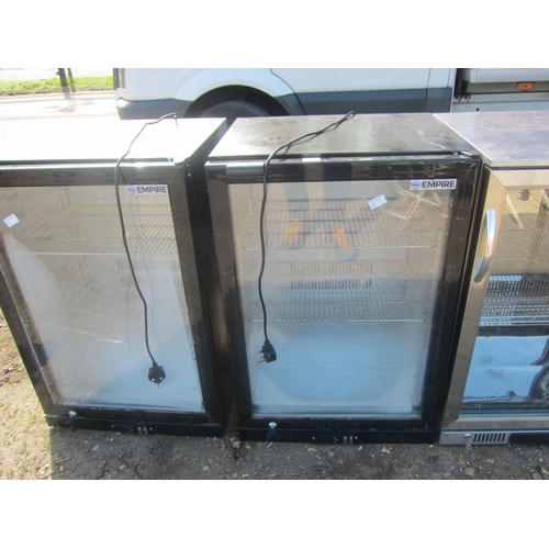 3607 - A glass door chiller unit with key.  DTI Failure: Please see information pages