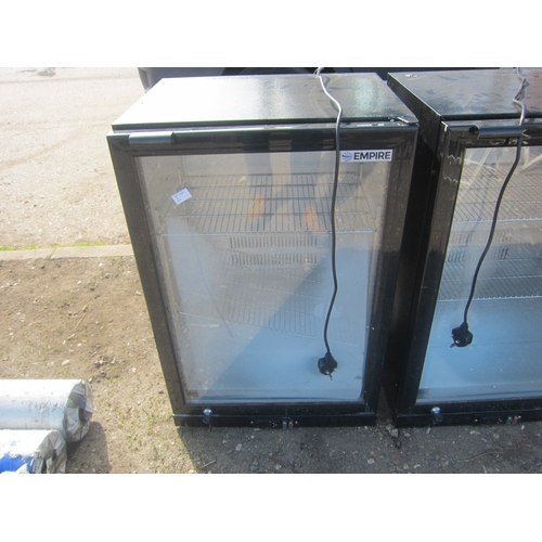 3608 - A glass door chiller unit with key.  DTI Failure: Please see information pages