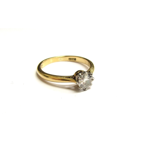 9201 - A diamond solitaire ring 0.60ct approx stamped 18ct/plat. Size O, 3.3g      (R) £500 Next Jewellery ... 