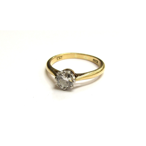 9201 - A diamond solitaire ring 0.60ct approx stamped 18ct/plat. Size O, 3.3g      (R) £500 Next Jewellery ... 