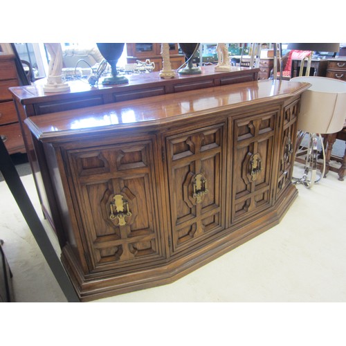 1078 - A walnut 18th Century style credence cupboard with four doors and three drawer interior, 78cm tall x... 