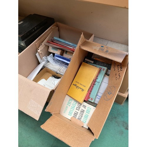 7577 - Two boxes of mixed stationers items including tags and brochures