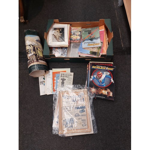 1490 - A box of mixed ephemera and magazines inc. Scalextric, Wireless World, Dandy's Comics, Triang book o... 