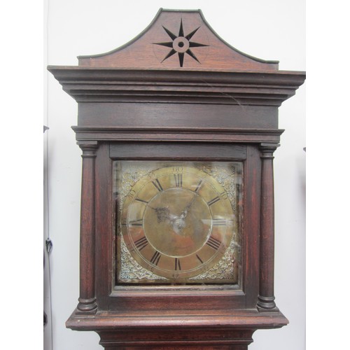 8005 - A George III and later long case clock, brass Roman dial outer seconds track and pierced hands, hous... 