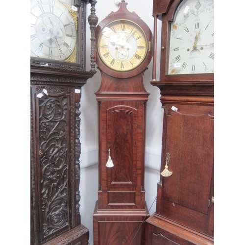 8013 - A 19th Century flame mahogany 8-day longcase clock with painted circular 13