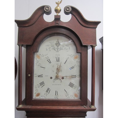 8014 - An early 19th Century oak 8-day longcase clock with painted arch dial - John Baker, Highworth, with ... 