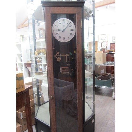 8018 - A Synchronome electric longcase regulator clock with Roman numeral and silvered dial with outer seco... 