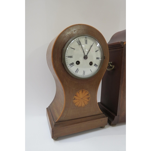 8033 - Two Edwardian mahogany csaed striking clocks with French/German movements, one of balloon form (2)