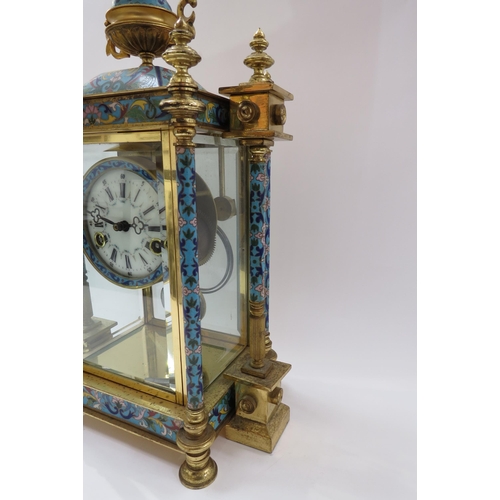 8064 - An early 20th Century highly decorative stirking mantel clock in brass/glazed architectural case wit... 