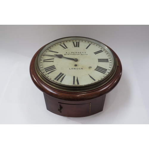 8080 - A 19th Century mahogany cased English fusee dial clock signed A. L. Perrett, 68 Newington Butts, Lon... 