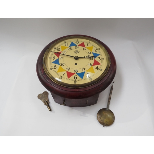 8081 - A reproduction RAF Sector wall clock with single fusee movement, with key and pendulum. 10