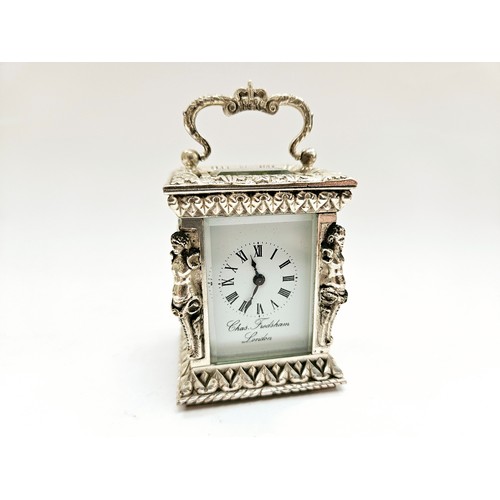 8101 - Charles Frodsham Co Ltd, limited edition miniature silver carriage clock (no 870) made to commemorat... 