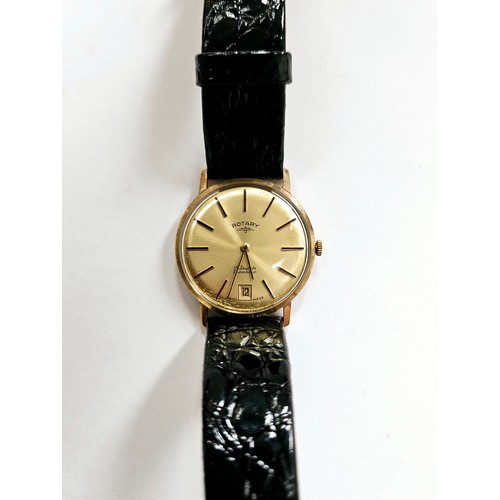 8193 - A Rotary 9ct gold cased manual wind gentleman's wristwatch, champagne dial with date at 6 o' clock, ... 