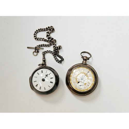 8208 - Two 19th Century silver cased pair case pocket watches, one with fusee movement and verge escapement... 