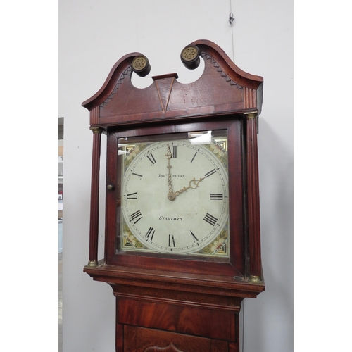 8002 - A Georgian mahogany shell inlay longcase clock by Josh Willson, Stamford, with weight. 206cm high