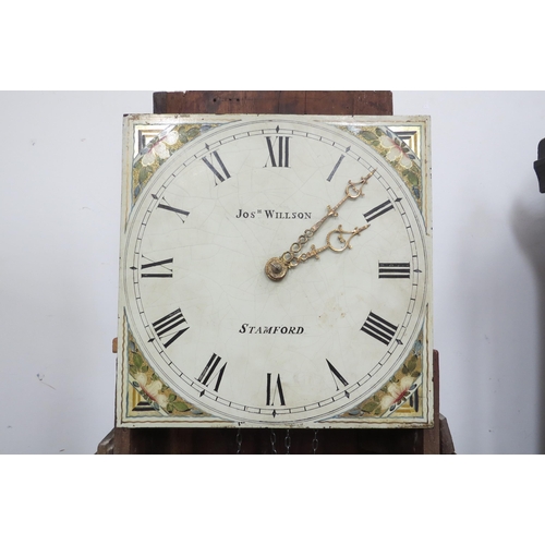 8002 - A Georgian mahogany shell inlay longcase clock by Josh Willson, Stamford, with weight. 206cm high