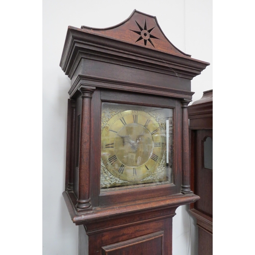 8005 - A George III and later long case clock, brass Roman dial outer seconds track and pierced hands, hous... 