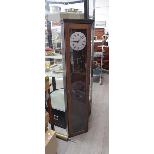 8018 - A Synchronome electric longcase regulator clock with Roman numeral and silvered dial with outer seco... 