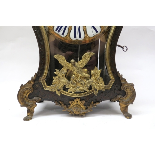 8054 - A 19th Century French bracket clock of balloon form with decorative ormolu mounts. Brass dial with e... 
