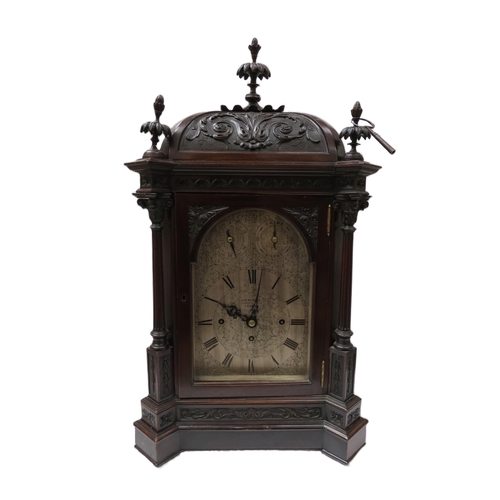 8057 - A late 19th Century mahogany cased bracket clock with arched silvered Roman dial signed JW Benson, L... 