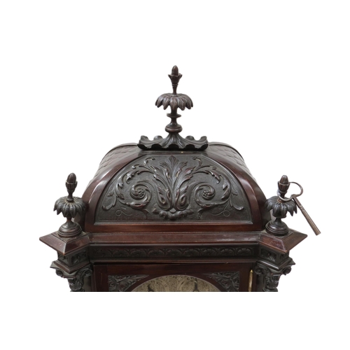 8057 - A late 19th Century mahogany cased bracket clock with arched silvered Roman dial signed JW Benson, L... 