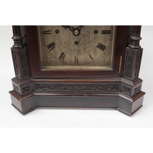 8057 - A late 19th Century mahogany cased bracket clock with arched silvered Roman dial signed JW Benson, L... 