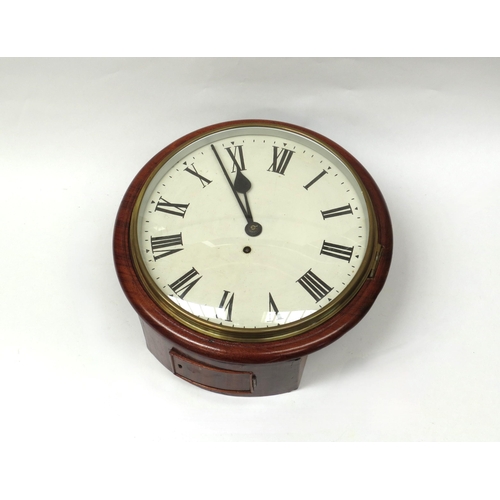 8082 - A 19th Century 11 3/4 inch dial clock with Roman numerals, single fusee mechanism, mahogany case 38c... 