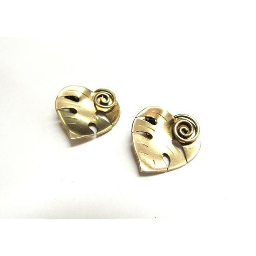 9440 - A pair of Danish Anton Michelsen leaf and scroll clip-on earrings, stamped 925s