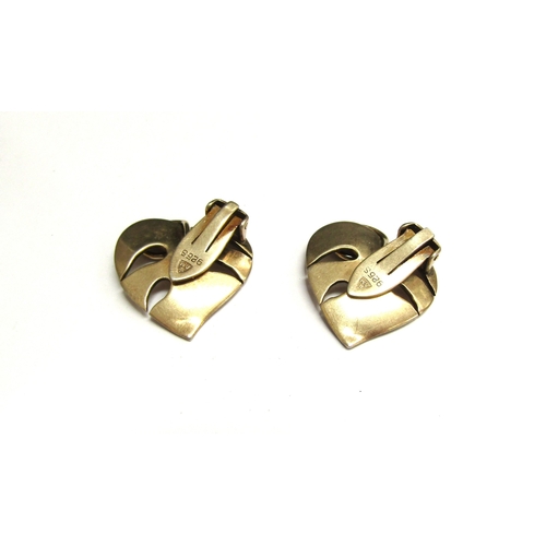 9440 - A pair of Danish Anton Michelsen leaf and scroll clip-on earrings, stamped 925s