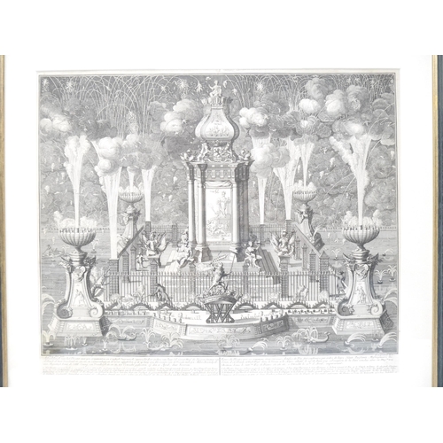 9100A - (Fireworks, Pyrotechnics.) Four C17th & C18th framed & glazed engravings depicting fireworks compris... 