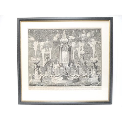 9100A - (Fireworks, Pyrotechnics.) Four C17th & C18th framed & glazed engravings depicting fireworks compris... 