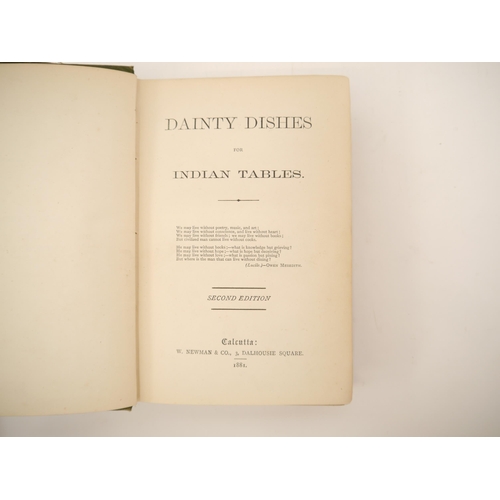 9110 - (Gastronomy, British Cookery, India, Social Life & Customs.) [Anon.]: 'Dainty Dishes for Indian Tabl... 